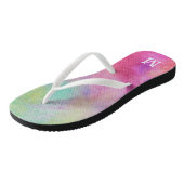Regenboog Waterverf Monogram Teenslippers (Schuin)