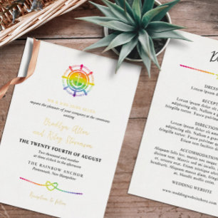 Regenboog Waterverf Nautilus LGBT 2 in 1 Trouwen Folie Uitnodiging