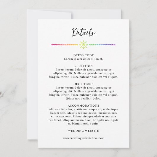 Regenboog Waterverf Nautische LGBT 2 in 1 Bruiloft Kaart (Achterkant)