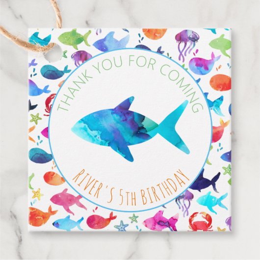 Regenboog Waterverf onder het Zee Regenboog Dank u Bedankjes Labels (Voorkant)