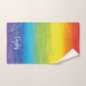 Regenboog Waterverf Paarse Rode Moderne Naam Handdoek (Handdoek)