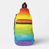 Regenboog Waterverf Paarse Rode Moderne Naam Sling Bag (Voorkant)