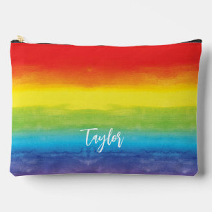 Regenboog Waterverf Paarse Rode Monogram Naam Etui