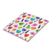 Regenboog waterverf palmbladeren pingenslipsticks tegeltje (Zijkant)