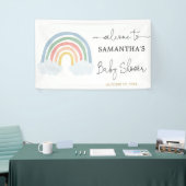 Regenboog waterverf pastel baby shower achtergrond spandoek (Beurs)