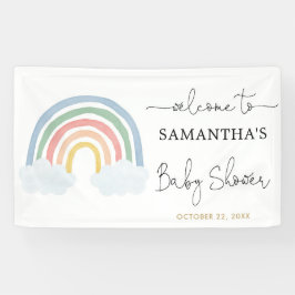 Regenboog waterverf pastel baby shower achtergrond spandoek