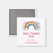 regenboog waterverf pastel beste leraar ooit est magneet (Voorkant / Achterkant)