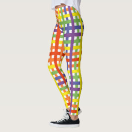 Regenboog Waterverf Plaid Kleurrijke Leggings