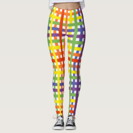 Regenboog Waterverf Plaid Kleurrijke Leggings