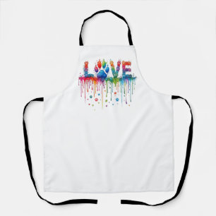 Regenboog Waterverf Pootafdruk LIEFDE Schoonmakers Schort
