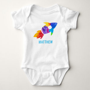 Regenboog Waterverf Raket Buitenruimte Kinderen Romper