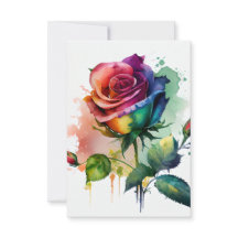 Regenboog Waterverf Roos Verjaardag Kaart