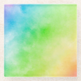 Regenboog waterverf schilderen werpkussen glazen onderzetter