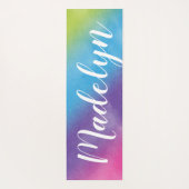 Regenboog Waterverf Script Monogram Naam Yogamat (Achterkant)