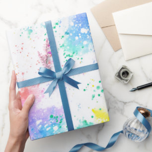 Regenboog Waterverf Spat Abstract Patroon Cadeaupapier