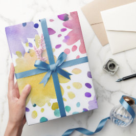 Regenboog Waterverf Spat Abstract Patroon Cadeaupapier