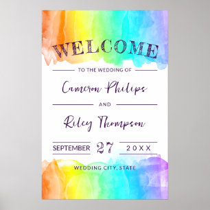 Regenboog Waterverf Spat LGBTQ Trouw Welkom Poster