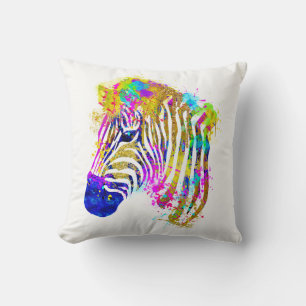 Regenboog Waterverf Spat Water Zebra Grafisch Kussen