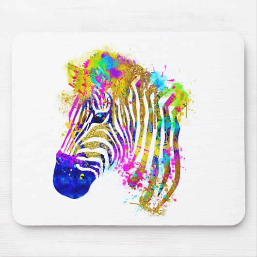 Regenboog Waterverf Spat Water Zebra Grafisch Muismat (Voorkant)