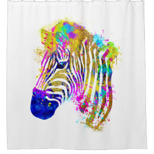Regenboog Waterverf Spat Waterverf Vlek Zebrastrep Douchegordijn