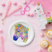 Regenboog Waterverf Spat Waterverf Vlek Zebrastrep Papieren Bordje (Feest)