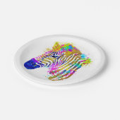 Regenboog Waterverf Spat Waterverf Vlek Zebrastrep Papieren Bordje (Gekanteld)