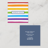 Regenboog Waterverf Strepen Vierkant Vierkante Visitekaartje (Voorkant / Achterkant)