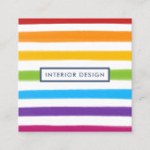 Regenboog Waterverf Strepen Vierkant Vierkante Visitekaartje (Voorkant)