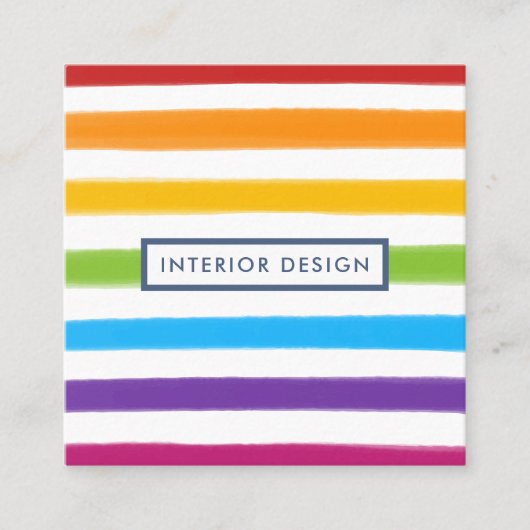Regenboog Waterverf Stripes Square Vierkante Visitekaartje (Voorkant)