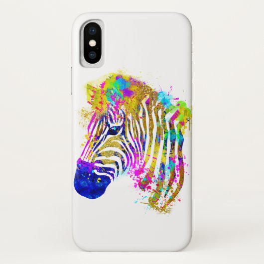 Regenboog Waterverf verfspatten Zebra Grafisch Case-Mate iPhone Case (Achterkant)