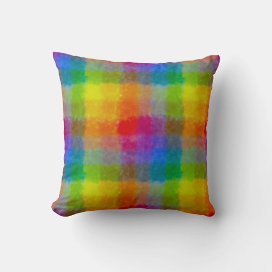 Regenboog Waterverf Vierkanten Kussen (Voorkant)