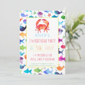 Regenboog Waterverf vis onder de Zee krab Kaart (Staand voorkant)