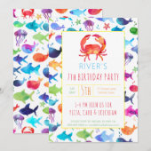 Regenboog Waterverf vis onder de Zee krab Kaart (Voorkant / Achterkant)