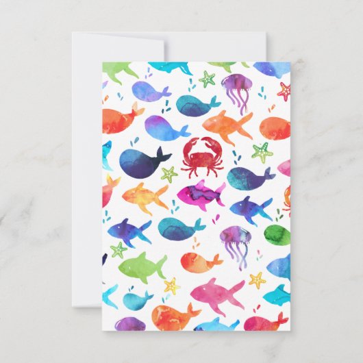 Regenboog Waterverf Vis onder het Zee Dank u Bedankkaart (Achterkant)