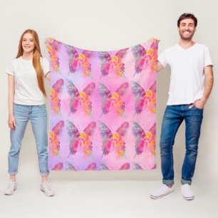 Regenboog Waterverf Vlinders Roze & Lavendel Fleece Deken