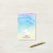 Regenboog Waterverf & Witte Eenhoorn Gepersonalise Post-it® Notes (Op bureau)