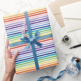 Regenboog Waterverfkwast Streeppatroon Cadeaupapier