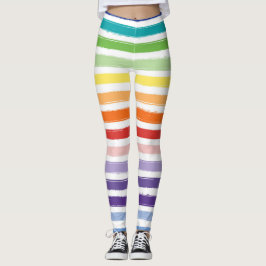 Regenboog Waterverfkwast Streeppatroon Leggings
