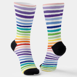 Regenboog Waterverfkwast Streeppatroon Sokken