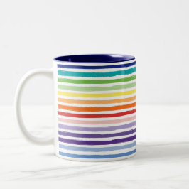 Regenboog Waterverfkwast Streeppatroon Tweekleurige Koffiemok