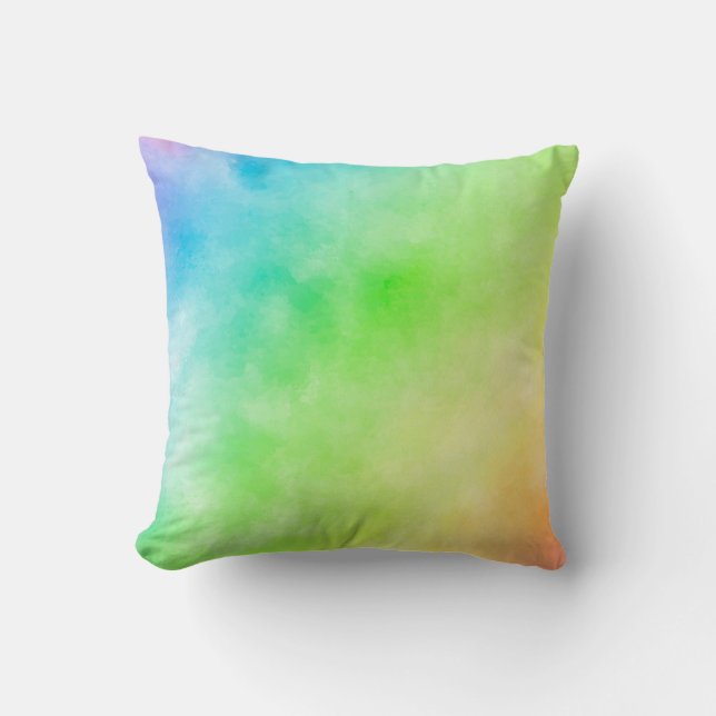 Regenboog waterverfschilderij kussen (Voorkant)