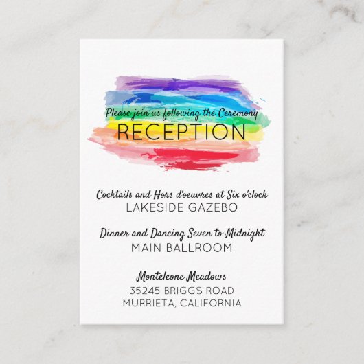 Regenboog Waterverven Bruiloft Receptie Enclosure Informatiekaartje (Voorkant)