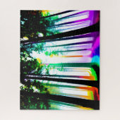 Regenboog Waterverven met Zwart Silhouet Bos Legpuzzel (Verticaal)