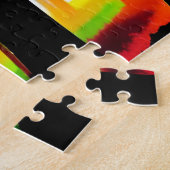 Regenboog Waterverven met Zwart Silhouet Bos Legpuzzel (Zijkant)