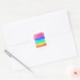 Regenboog Waterverven Moderne kunstnaam Kleurrijk Ronde Sticker