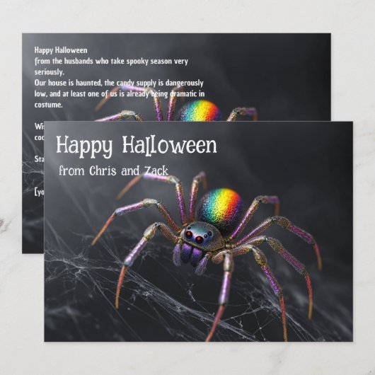 🌈🕷️Regenboog Web Magie Halloween kaart (Voorkant / Achterkant)