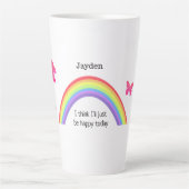 Regenboog, wees gelukkig vandaag. Vlinders en jouw Latte Mok (Voorkant)