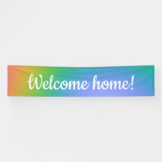 Regenboog "Welkom thuis" Spandoek (Horizontaal)