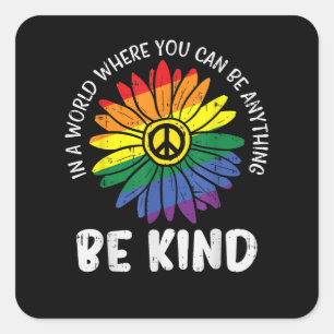 Regenboog Wereld Vriendelijk Vierkante Sticker