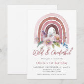 Regenboog Wild & Onederful Wildflower 1e Verjaarda Kaart (Voorkant / Achterkant)